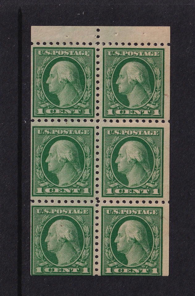 1916 Washington 1c green Sc 462a fresh MNH fresh booklet pane of 6 (SG - Image 1 of 1