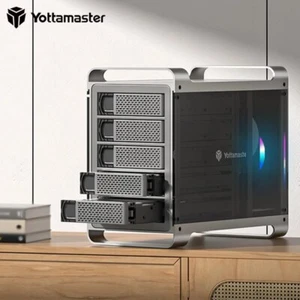 Yottamaster 5 Bay RAID Type B Hard Drive Enclosure RGB Fan For 2.5" 3.5" HDD SSD - Picture 1 of 10