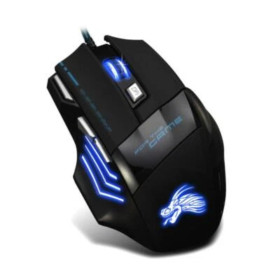 7 Buttons Led Laser Optical Game Gaming Mouse USB Wired PC Adjustable 5500 DPI - Image 1 of 4