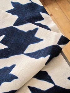 HOUNDSTOOTH LINEN BY TESSA PROUDFOOT FOR ST LEGER & VINEY blue neutral - Picture 1 of 6