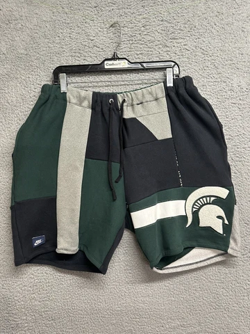 Michigan State University Nike Custom Shorts Basketball Mens M L Green Embroider Cover