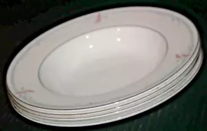 Royal Doulton Fine Bone China Nelke (4) Rand Suppenschalen Platinrand England - Bild 1 von 5