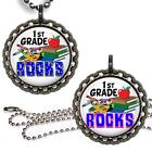 1st Grade Rocks School Children's Bottle Cap Necklace Chain Handcrafted Jewelry