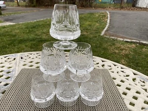 6 Bohemian Cut Crystal Brandy Whiskey Snifters Glasses 8 Oz  Excellent - Picture 1 of 13