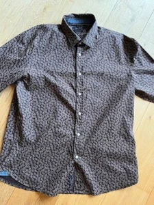 ausgefallene Herren Hemd von Marco Polo , braun, mit Blatt-Muster, Gr. XL 43-44 - Bild 1 von 4