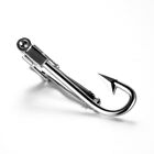 Fish Hook Shape Metal Tie Clip Holder Clasp Mens Bar Pin Plain Silver