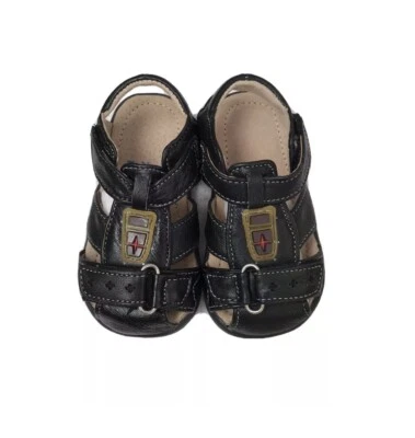 Sandalia de cuero de oveja negra para bebé niño/niño pequeño talla 7 8 Foto 1 de 4
