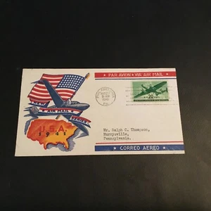 FDC 1941 #C27 STAEHLE CACHET NEW AIR MAIL SERIES 20 Cent Stamp USA - Picture 1 of 2