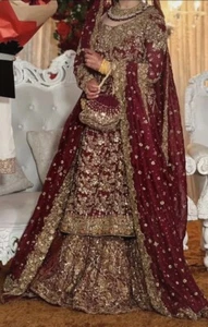 Red Bridal Lengha Zeeshan danish Bridal Dress pakistani wedding outfit - Picture 1 of 7