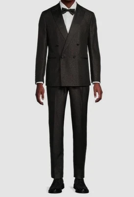Karl Lagerfeld Hombres Negro Aster Texturizado 2-PC Esmoquin Traje Chaqueta Pantalones Talla 44S 37W Foto 1 de 4