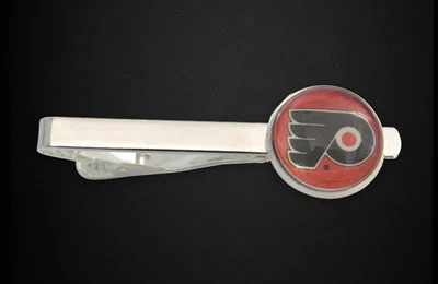 Hockey Card Tie Clip, Philadelphia Flyers Wedding Jewelry Tie Bar - Image 1 of 4