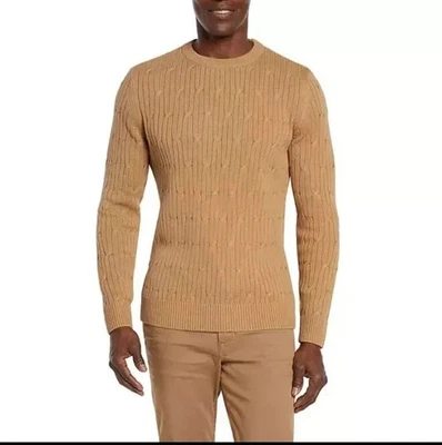 NWT Express Men's Cable Knit Sweater Size Large Pecan/Tan - Image 1 of 4
