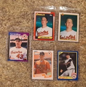 (5) Curt Schilling 1989 Donruss Rookie card RC 1990 Fleer Topps Score Bowman Sox - Picture 1 of 11