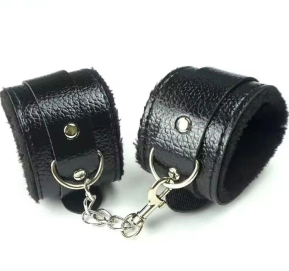 Faux Leather Furry Handcuffs | Adjustable Bondage Restraints | Adult Sex Toy - Image 1 of 1
