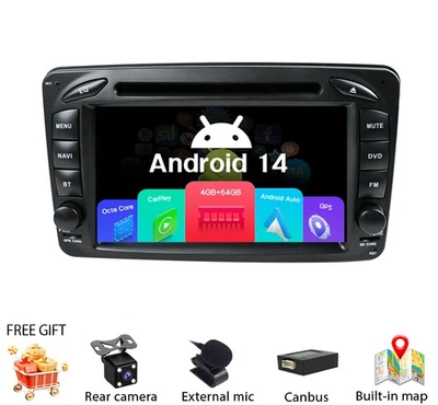 Android 14 Für Mercedes Benz W203 W209 W168 DVD CD Autoradio GPS Navi 4+64G DAB+ - Bild 1 von 4