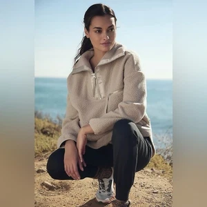 Varley Daniel Fleece Sweater Pullover Half Zip Tan Taupe  In Size M - Picture 1 of 16