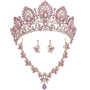 Opal Pink Bridal Jewelry Set Choker Necklace Earring for Wedding Dress Accessory - Afbeelding 1 van 22