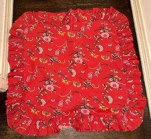 RALPH LAUREN #1 RED PAGODA EURO RUFFLED PILLOW SHAM ASIAN PATTERN - Picture 1 of 3