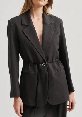 Blazer SEGUNDA MUJER Cintura Definida - Gris/Marrón - Talla M (Reino Unido 10) - Usado Una Vez Foto 1 de 4