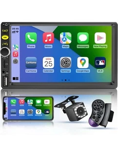 ✅ 7 Inch Double DIN Touch Screen Car Stereo Radio w/ Apple CarPlay, Bluetooth, B - Picture 1 of 7