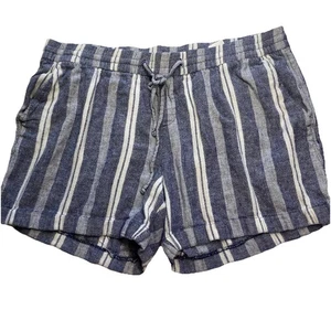 Old Navy Leinenmischung Short XL Marine Streifen Gummibund Beachy Maritim Küste - Bild 1 von 10