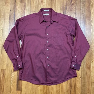 Vintage 90s Croft Barrow Dress Shirt Mens 16.5 34 Cotton Blend Hong Kong Red - Image 1 of 4