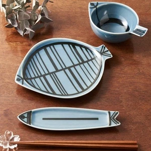 Juego de 3 platos y cuencos de pescado Lisa Larson Stim porcelana Arita Ware NUEVO - Imagen 1 de 7