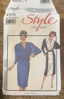 Style Vintage ’s Double Breasted Dreas Sewing Pattern Women’s 4905 Size 8-10-12 - Image 1 of 3
