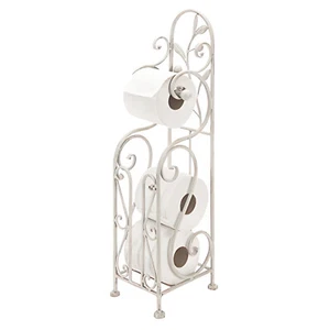 Benzara Benzara Classic Free standing Metal Toilet Paper Holder, Bronze White - Picture 1 of 4