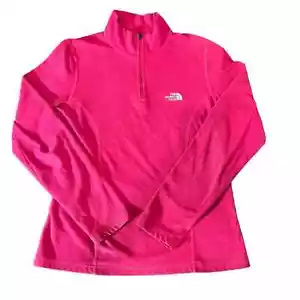 The North Face Pink TKA 100 Glacier 1/4 Zip Embroidered Fleece Barbie Pink - Picture 1 of 5