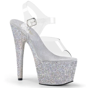 PLEASER ADORE 708HMG CLEAR PLATFORM POLE LAP DANCING STILETTO HEEL SANDALS SHOES