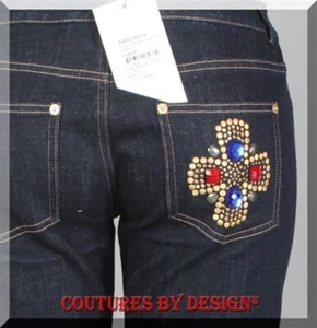 St John Knits Denim Jeans, Pants (Marie) Maltese Cross Design Size 4-L NWT - Picture 1 of 3
