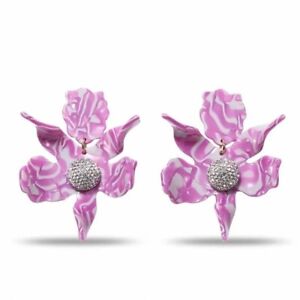 LELE SADOUGHI 10 YEAR ANNIVERSARY MAGENTA CRYSTAL LILY PIERCED EARRINGS-NEW!