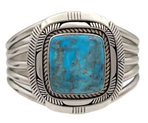Melvin Francis Bracelet Cuff Sterling Silver Split Shank with Natural Turquoise - Picture 1 of 5