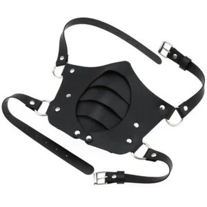 PU Leather Cosplay Costumes Black Red Halloween Party Half Face Cover Black - Picture 1 of 3