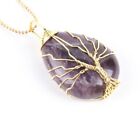 Crystals Necklace Amethysts Quartz Natural Stone Water Wire Rose Drop Pendant
