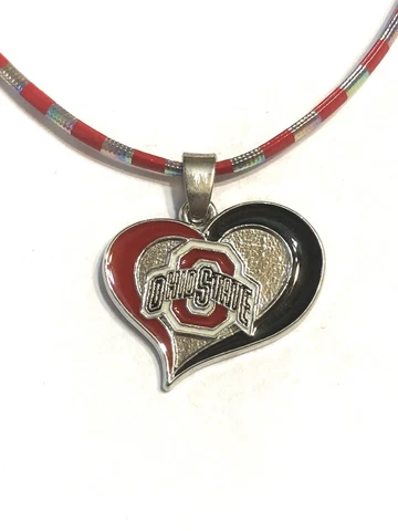 OHIO STATE Necklace Lg Heart Charm With LOGO Buckeyes NCAA - US Maker FREE SHIP Cover