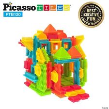 Picassotiles PTB120 120 pièces forme de poils blocs de construction 3D carreaux magnétiques interlo