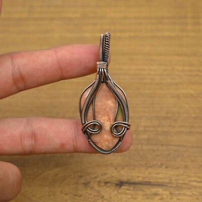 Natural Sunstone Handmade Copper Wire Wrapped Pendants For Her - Image 1 of 4