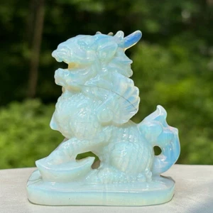 2.6" Opalite Qilin skull Carved Quartz Crystal Skull healing Gift 1pc - Picture 1 of 12