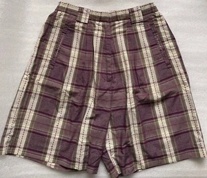VINTAGE IZOD CLUB, WOMEN'S PURPLE PLAID BERMUDA WALKING SHORTS, SIZE 8 - Picture 1 of 9