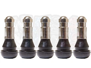 5 x CHROME sleeve Rubber Tyre Valves TR413 & Silver dust caps for alloys 4 + 1 - Picture 1 of 2