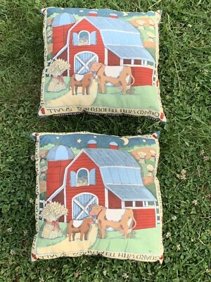 Primitive Salt Box Barn MAMA COW Udder Calf Silo SUSAN WINGET Pillows SET ❤️sj8m - Image 1 of 4