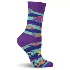 Laurel Burch Fish & Waves Crew-Damensocken ─ LBWF18H002-01 - Bild 1 von 1