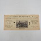 Vintage Pittsburgh Motor Club Invitación Tarjeta 1931 Ford Automobile