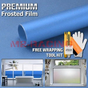 *48"x60" Light Blue Frosted Film Glass Bathroom Window Security Privacy Sticker - Picture 1 of 5