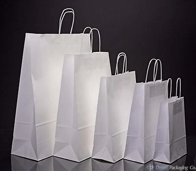 White Paper Bags Twist Handle Party and Gift Carrier / Paper Bags With Handles - Image 1 of 4