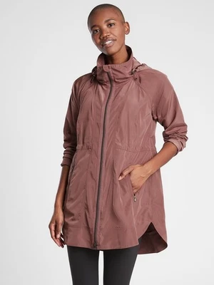 ATHLETA Drip Drop Rain Jacket Trench Hooded Mauve Purple Dusty Rose Size Small - Image 1 of 4