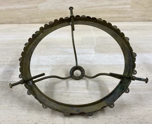 RARE JULY 1873 Antique Brass 5” Lamp Shade Holder Holds 18 Prisms - Picture 1 of 13