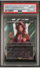 PSA 10 GEM MINT Aerith Gainsborough 0519 Borderless Surge Foil Final Fantasy MTG - Bild 1 von 2